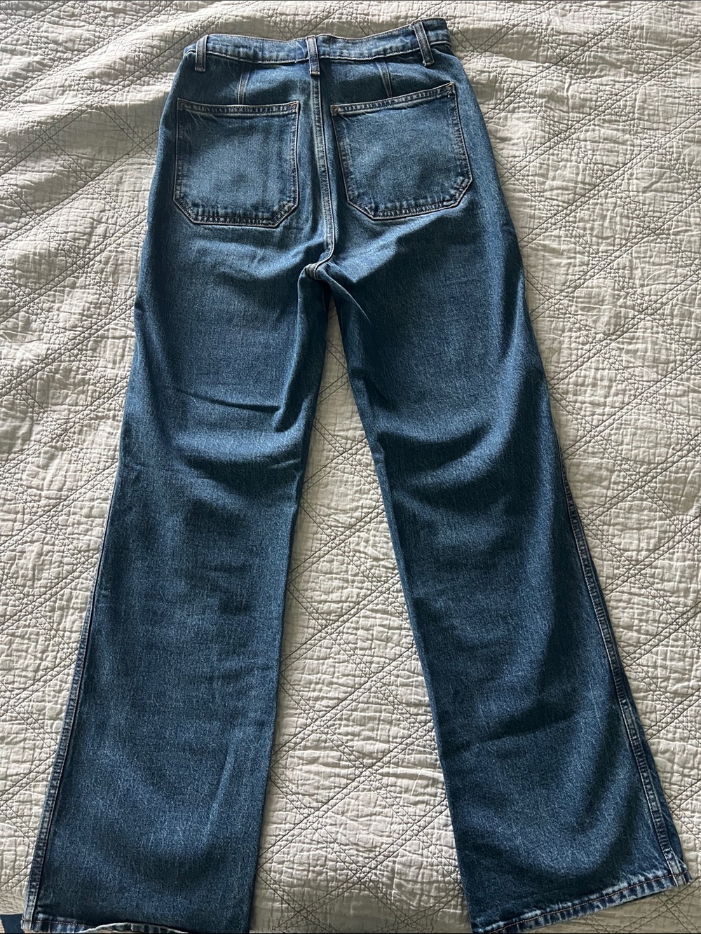 Reformation Alyssa Stretch High Rise Wide Leg Long Jeans size 26 patch pockets - Picture 10 of 10